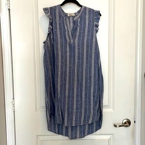 Sleeveless linen ruffle tank dress  -EUC